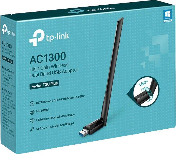 TP-Link AC1300-High-Gain-Dualband-USB-WLAN-Adapter Schwarz
